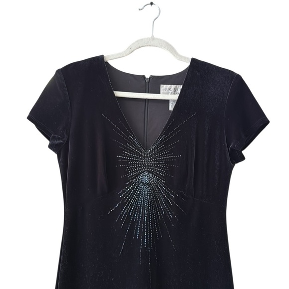 VINTAGE J.R. Nites Beaded Maxi Dress Gown Size 6 Black Formal Whimsigoth 90s Y2K - Picture 7 of 8